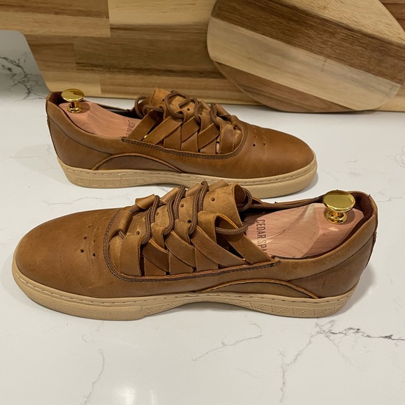 Mens Brown Leather Sneakers Oliberte Dakugo Woven Shoe - Picture 5 of 11